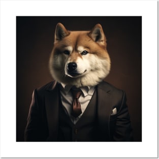 Akita Dog in Suit Posters and Art